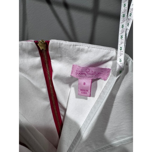 Lilly Pulitzer Maybell Azalea Strapless Peplum Dress Pink White Stripe Sz 8 - Picture 4 of 10